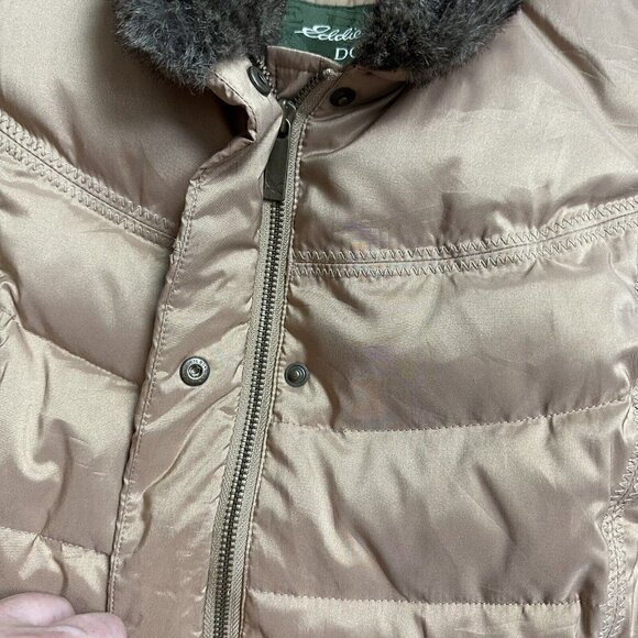 Eddie Bauer Down Vest Size M Goose Down Zip Puffer Vest Gold - Picture 3 of 7